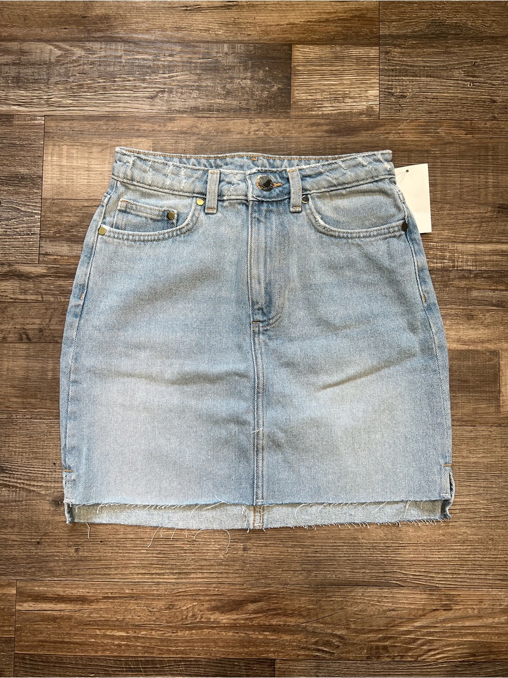 H&M Light Blue Denim Mini Skirt with Raw Hem